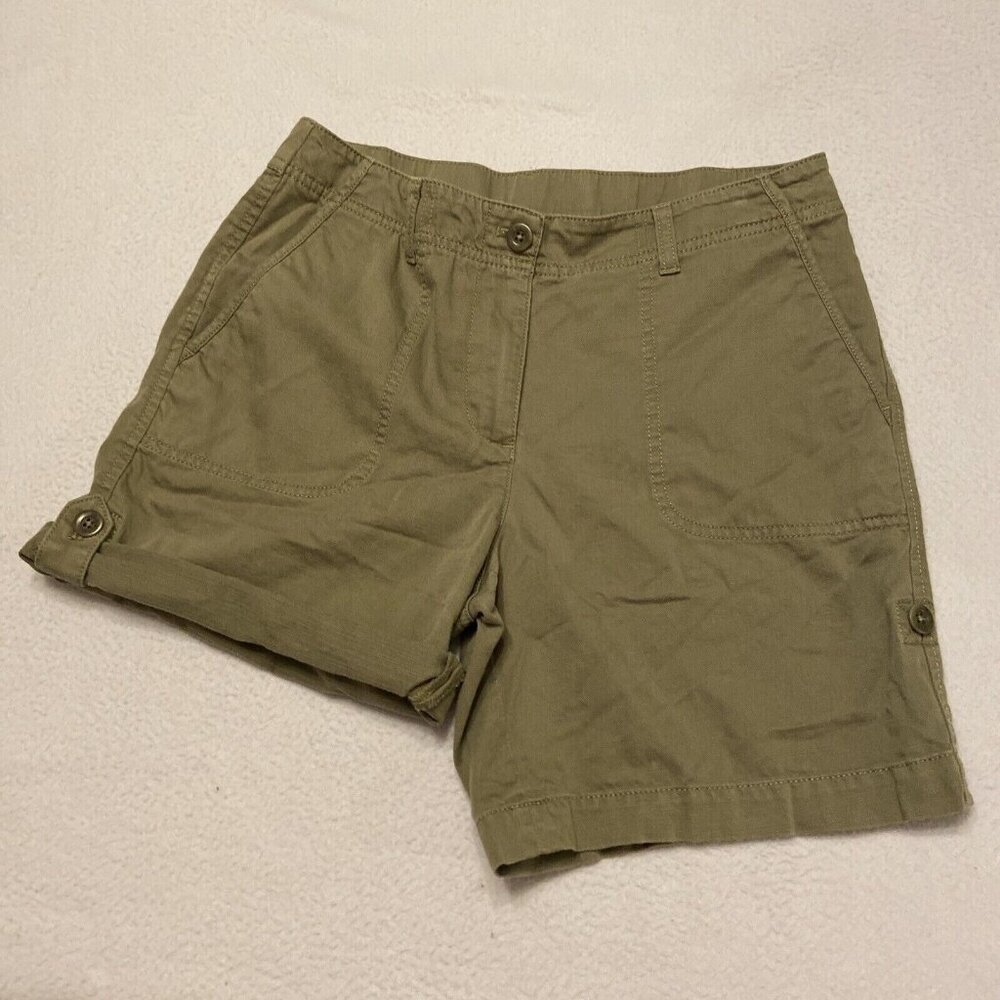 Talbots Women’s Petites  Pockets Green Khaki Shorts  Size 8P